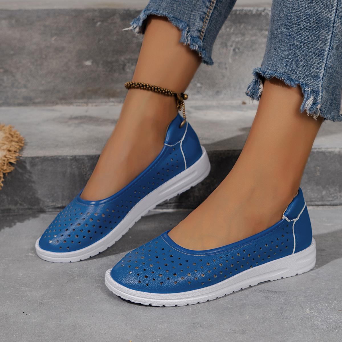 2024 Hollows Round Head Shallow Mouth Loafers Дышащие кроссовки Модные туфли на плоской — фото 3