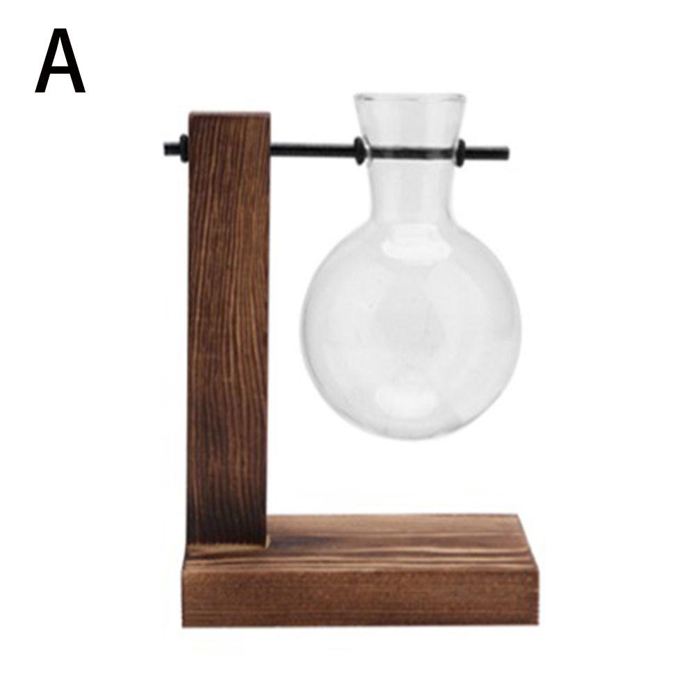 Decoration Bonsai Terrarium Tabletop Flower Pot Glass Vase Wooden Frame Hydroponic Plant Vases