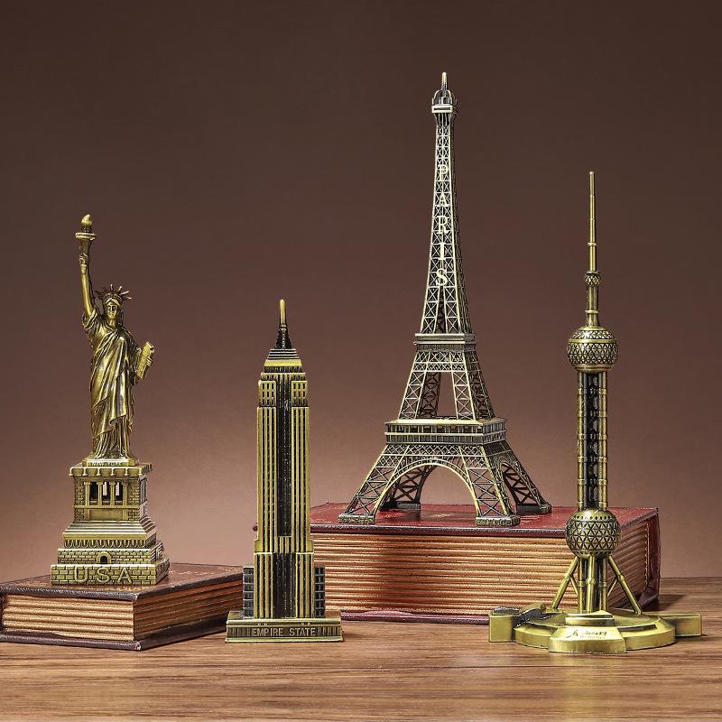 High-End Metal Landmark Building Model for Office & Living Room Decoration