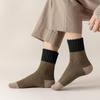 Men's Wool Blend Thermal Socks - Mid-Tube Color Match, Thickened Velvet, Ideal for Autumn/Winter, Sleep, and Towel Floor Use