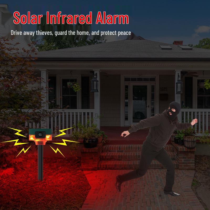 Solar-Powered 360° Infrared Motion Alarm & Light Animal Repeller with Voice Speaker