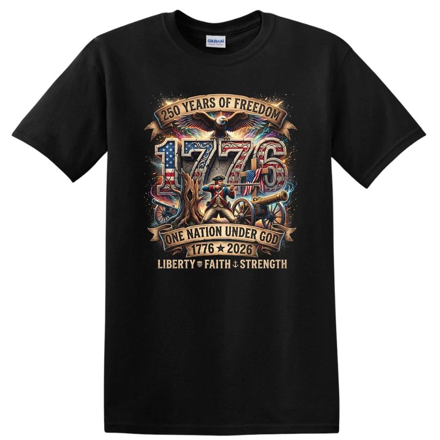 250 Years of Freedom American Patriot 1776 Tee T Shirt One Nation Under God XS