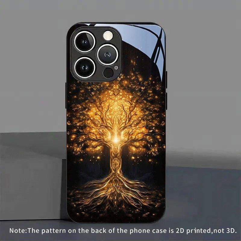 Jinhui Lebensbaum Muster Gehärtetes Glas Schwarze Handyhülle Für Samsung Galaxy S25 S24 S23 Ultra Plus FE Stoßfeste Hülle