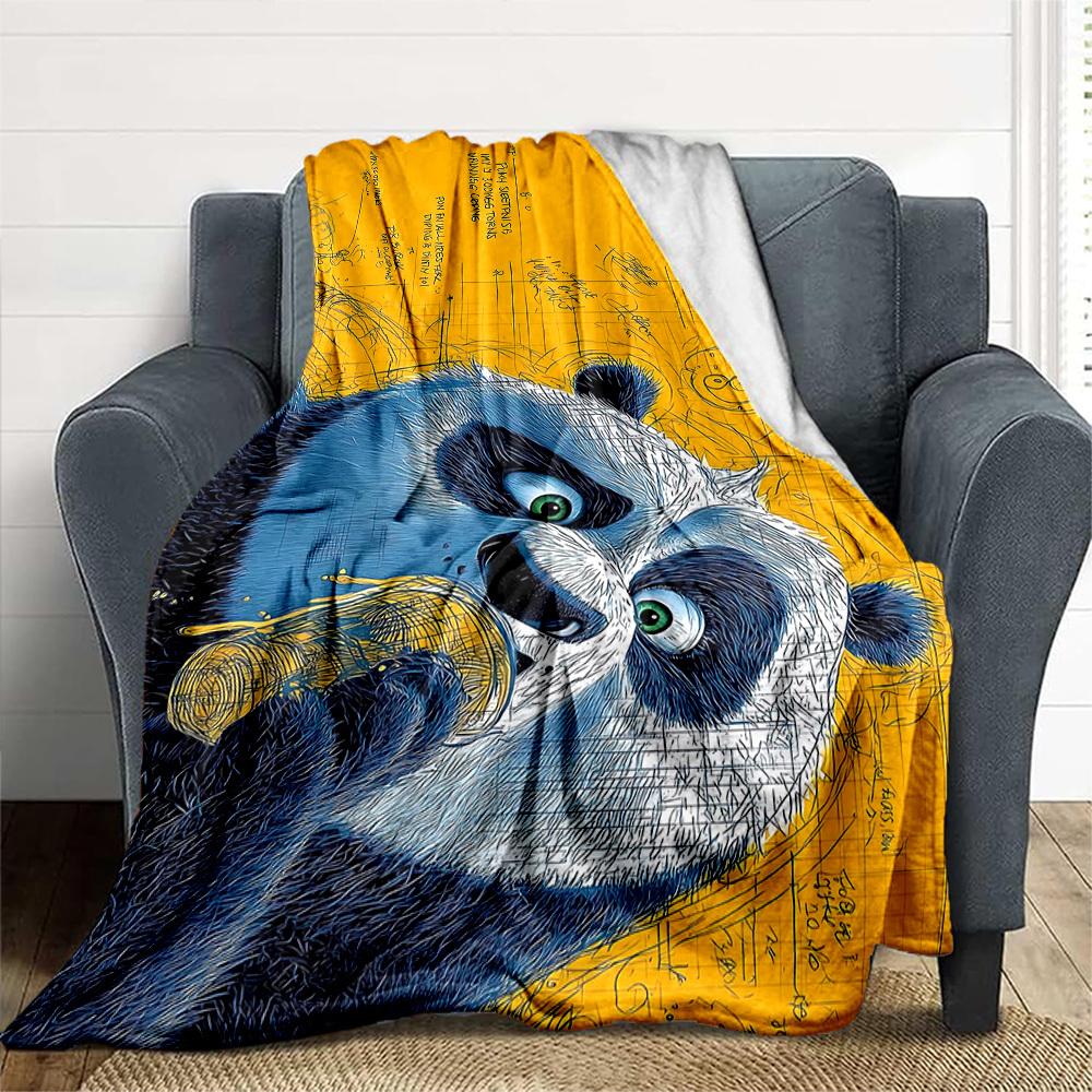 1pc Kung Fu Panda Outdoor Blanket Lightweight Flannel, Soft & Warm, All-Season Use for Sofa, Outdoor, Camping, Living Room, Office069