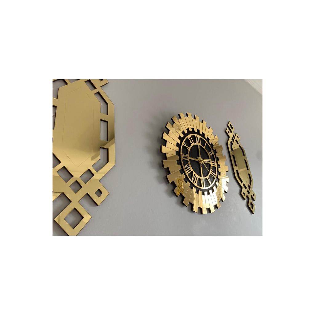 Decorative Wall Clock Set Of 3 40 Cm Stylish Roman Numeral Luxury Sun Clock 18 X 48 Cm Baklava Paintings