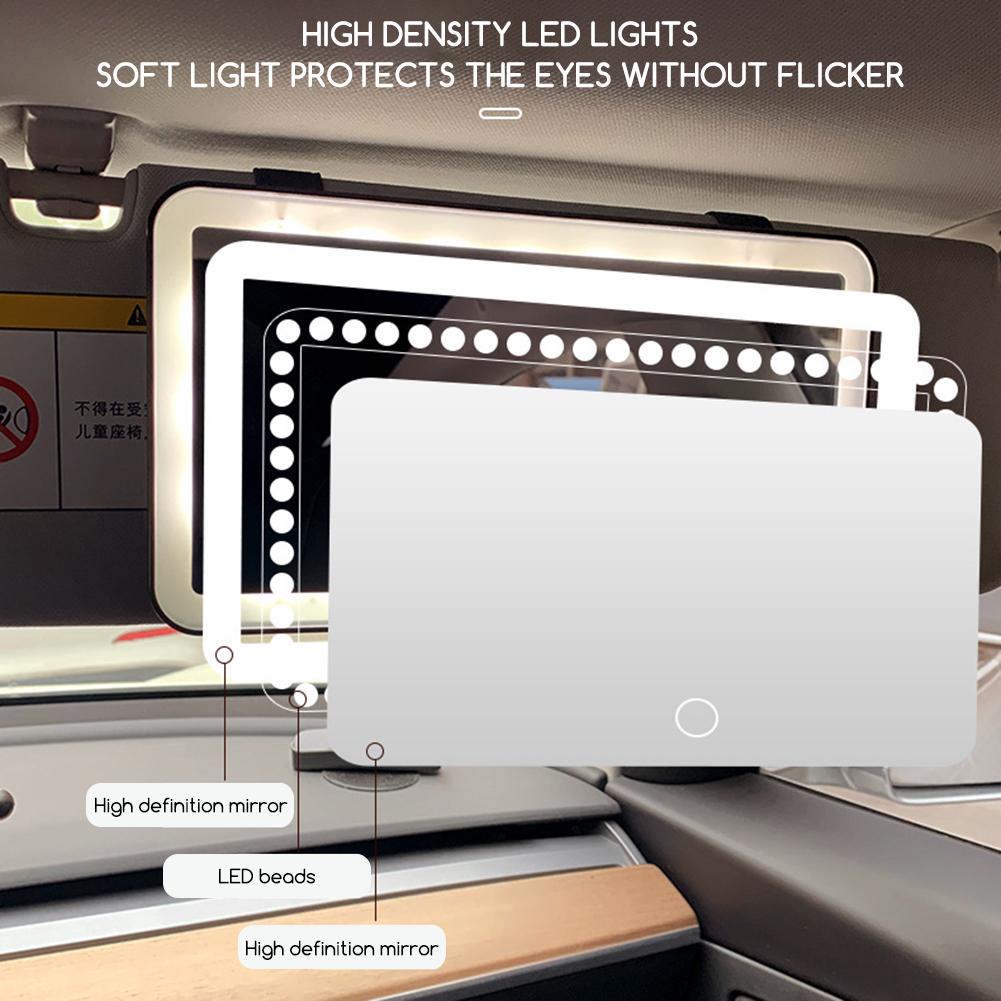 Car Interior Mirrors Sun Visor Plate LED HD Makeup Mirror for Girls Women Rechargeable Fill Light Universal Thin Vanity Mirror