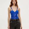 Trendy European & American Sexy Patchwork Backless Spaghetti Strap Bodysuit: High-End Body Shaping Women's Streetwear