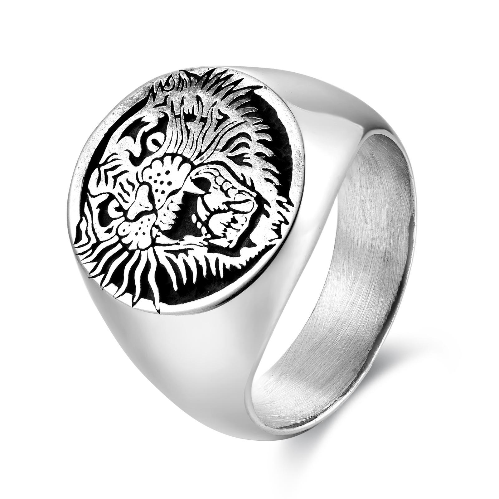 Creative Retro Domineering Personality Stainless Steel Tiger Head Ring, Hip Hop Tiger Men S Ring Ring Jewelry No. 8