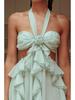 European & American 2026 Women's Elegant Chiffon Ruffle Slit Long Dress