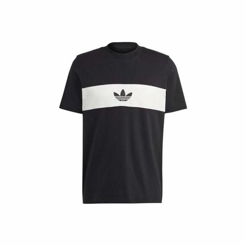 adidas Color-block Logo Print American Retro Crew Neck T-shirt for Men, Black M чёрный