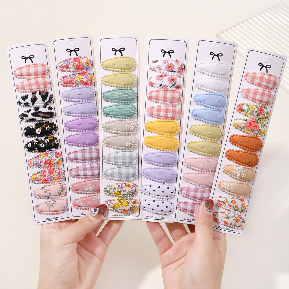 20pcs/lot mini hair BB clips for girl lovely printing cotton hairpins handmade hair bangs hairgripes children cute headwear