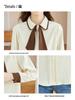 Women's Red French Doll Collar Tie Shirt - 2025 Autumn/Winter Long Sleeve Versatile Top