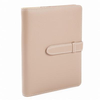 Monobox A5 Size System Planner, 6-Ring, Adjustable Pen Folder, 10-Piece Refill Set, A5monobasic4, Pastel Beige
