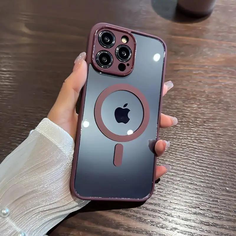 Luxury Magnetic For Magsafe Wireless Charge Case For iPhone 15 14 13 12 11 Pro Max Shockproof Armor Clear Cover