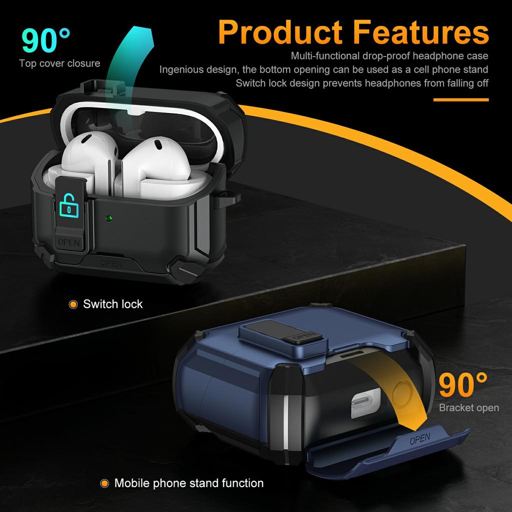 For Samsung Galaxy Buds3 Pro/Buds3 Case TPU + PC Magnetic Case Stand Bluetooth-Compatible Earbuds Cover with Carabiner