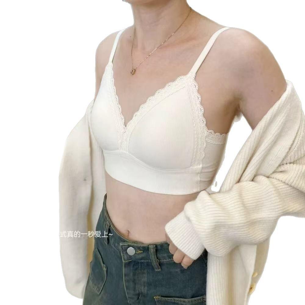 New fixed cup French triangle cup beautiful back integrated gathering no steel ring seamless bra vest