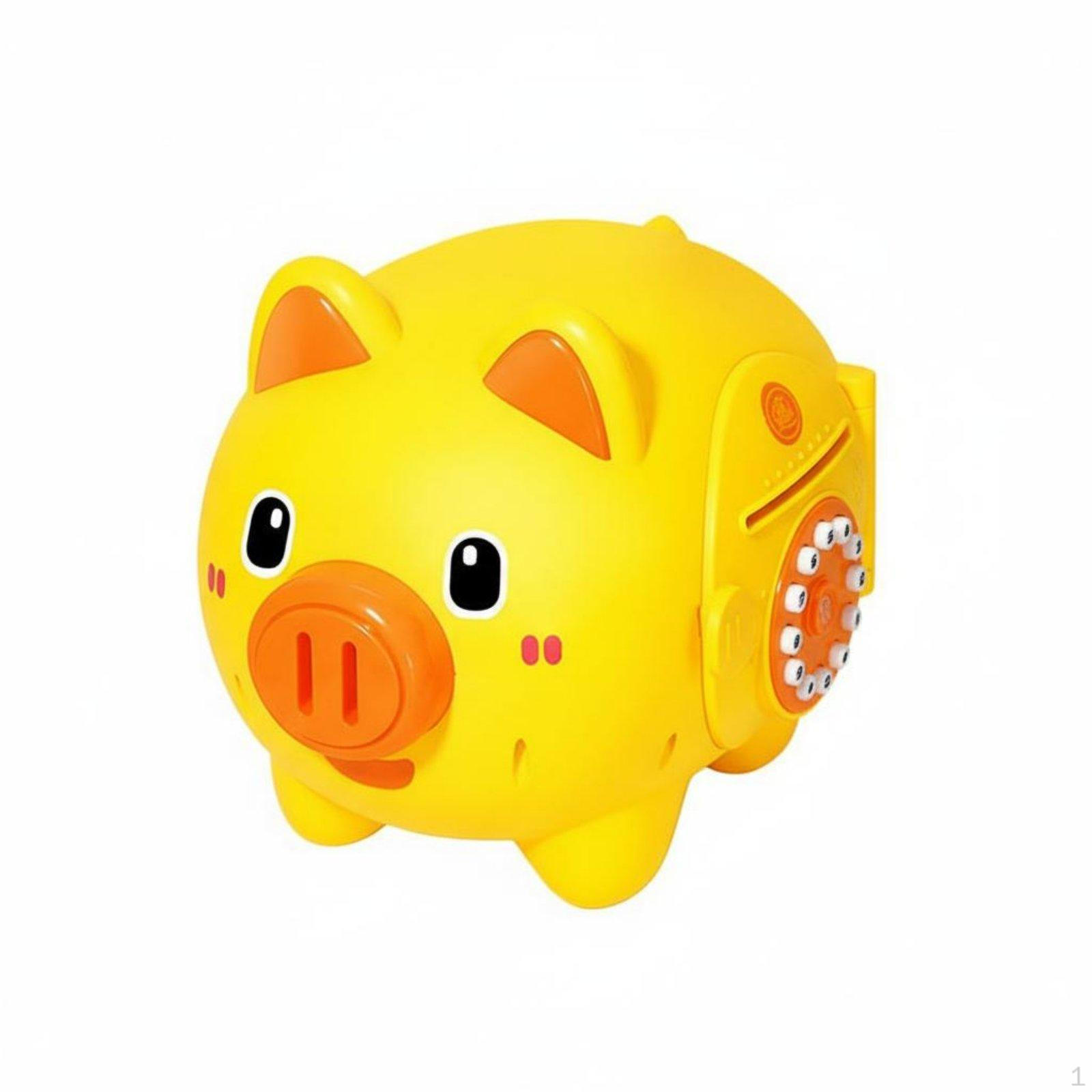 Electronic Piggy Bank Large Capacity Cartoon Pig Birthday Gift Password Savings Box for Kids, жёлтый