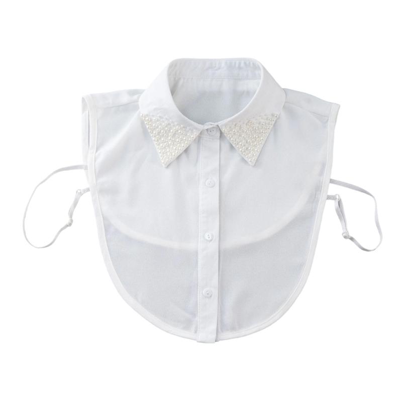 Hand Sewn Pearls Decors Detachable Collar Decorative Faux Collar For Various Outfit Enhancement Comfortable Accessory белый