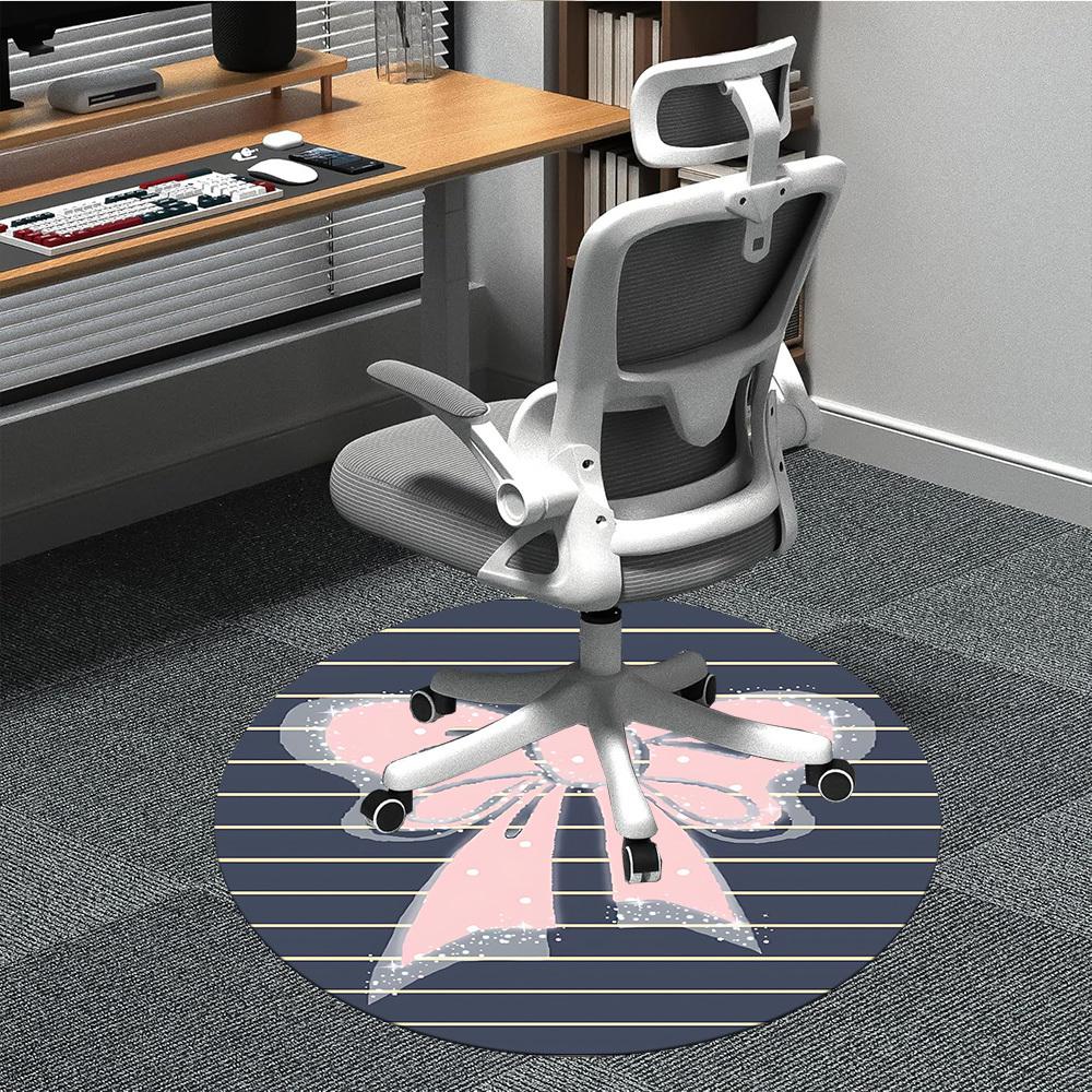 1pc Bowtie Chair Carpet for Office, Indoor Non Slip Washable Polyester Fiber Carpet,