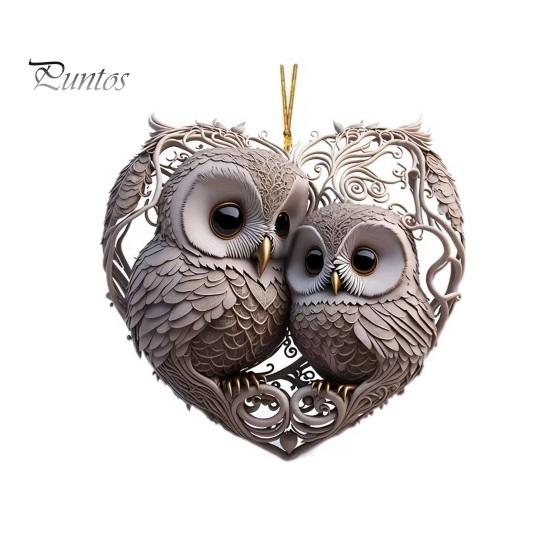 

Орнамент в виде совы, в форме сердца, пара сов, подвесное украшение, 2D акриловое украшение на рождественскую елку для украшения дома на День святого Валентина A