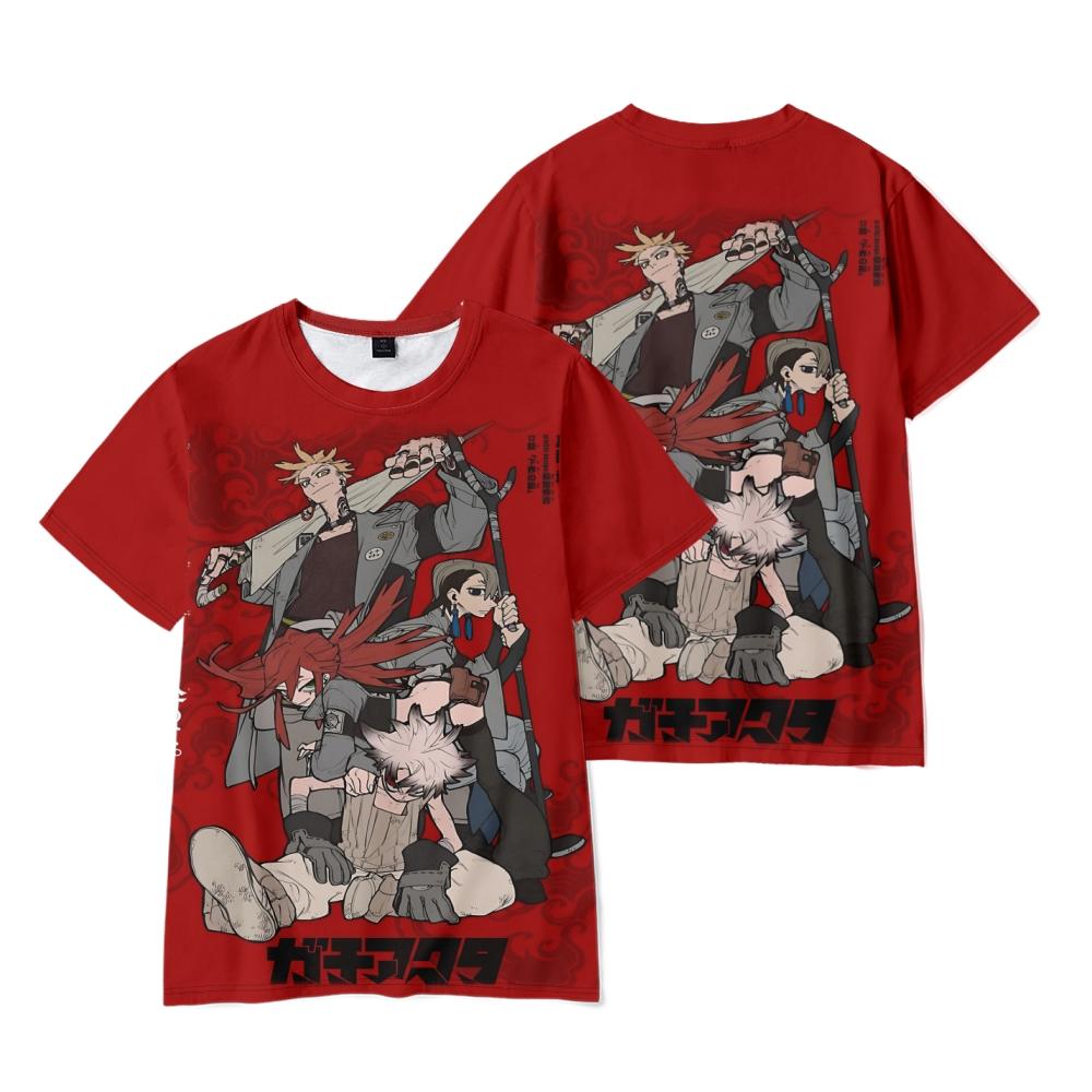 

6 цветов женские мужские футболки GACHIAKUTA с принтом O-образным вырезом, свободные футболки с короткими рукавами, модная мужская одежда, уличная одежда XL красный