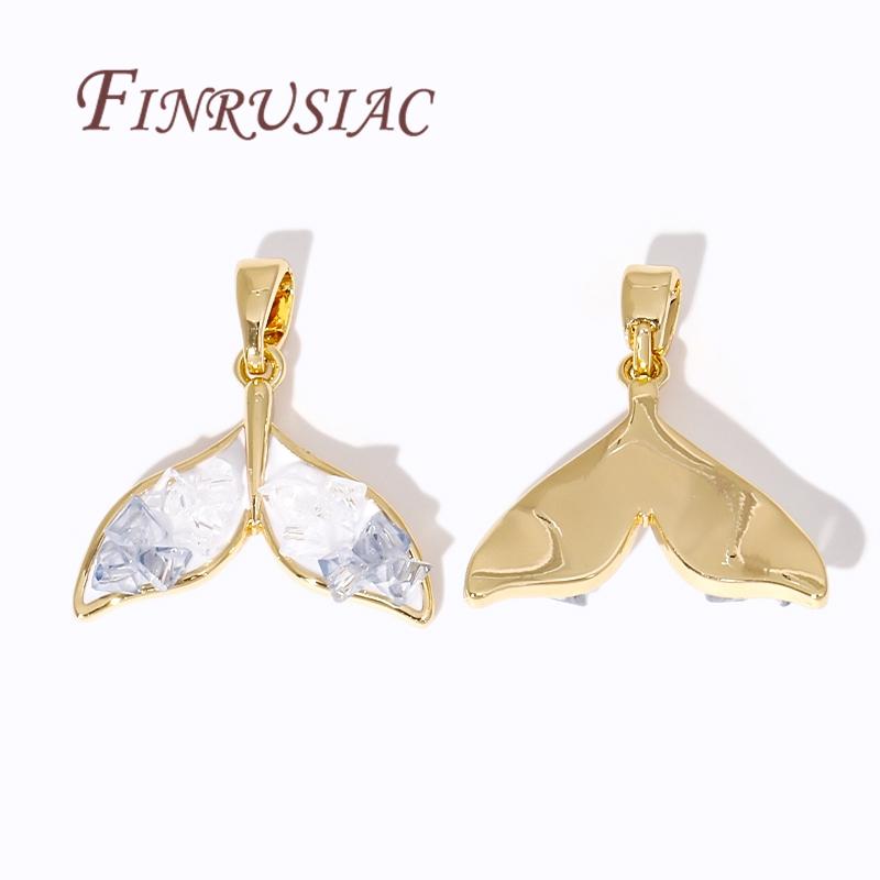 18K Gold Plated Brass With Zircon Fish Tail Pendant Charms For Jewelry Making Supplies DIY Necklace/Bracelets Accessories