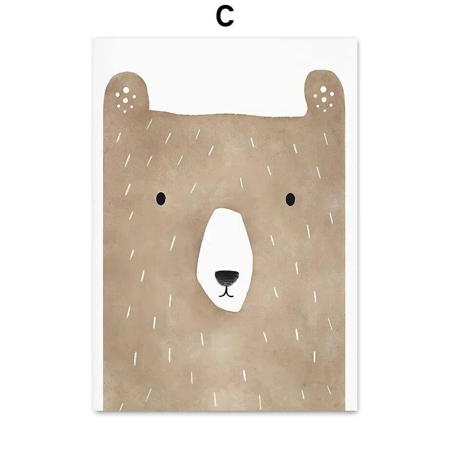 Deer Fox Rabbit Bear Hedgehog Woodland Nursery Wall Art Print Canvas Painting Nordic Poster Wall Pictures Baby Kids Room Decor