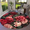 Retro-style Flowers Round Area Rug,Carpet Rug for Living Room Bedroom Sofa Playroom Decor,Non-slip Floor Mat