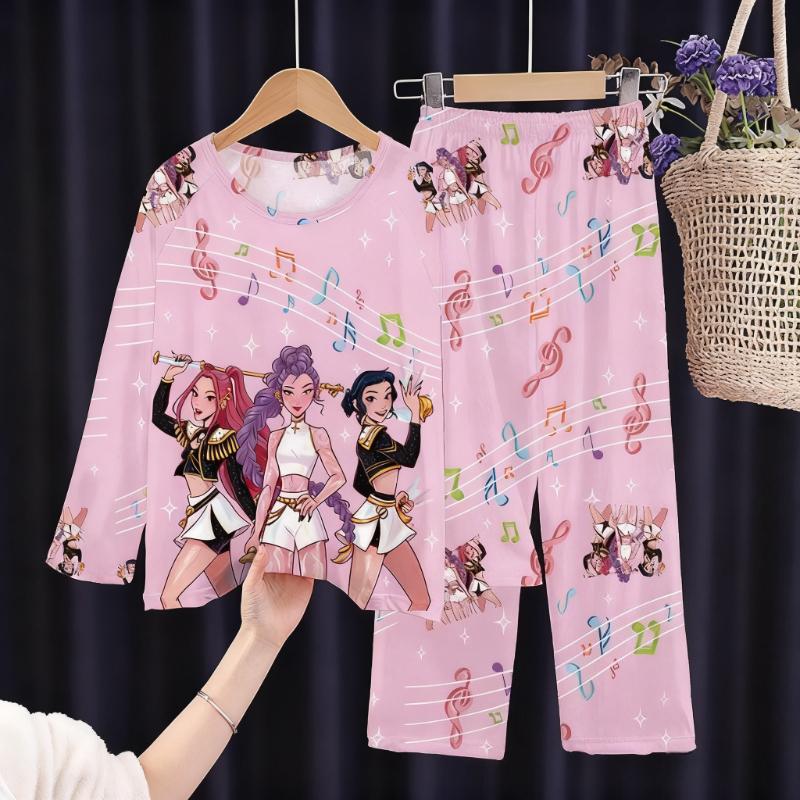 Neues Frühlings-Pyjama-Set Langarm Print Cartoon Jäger Pyjama Set Kinder Jungen Mädchen Nachtwäsche Nachthemd Hausanzug Kleiderset