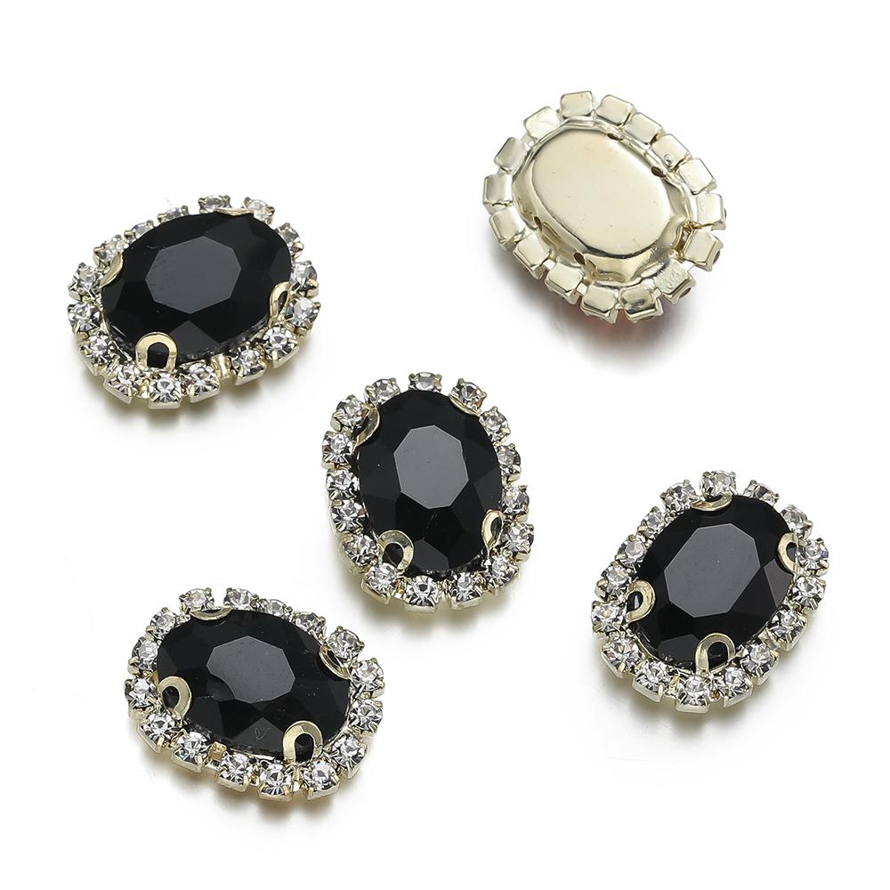 10pcs/lot 18*14MM 4-hole Sewing Rhinestone Flatback Oval Buttons for Clothing Wedding Sewing Diy Jewelry Making Accessories