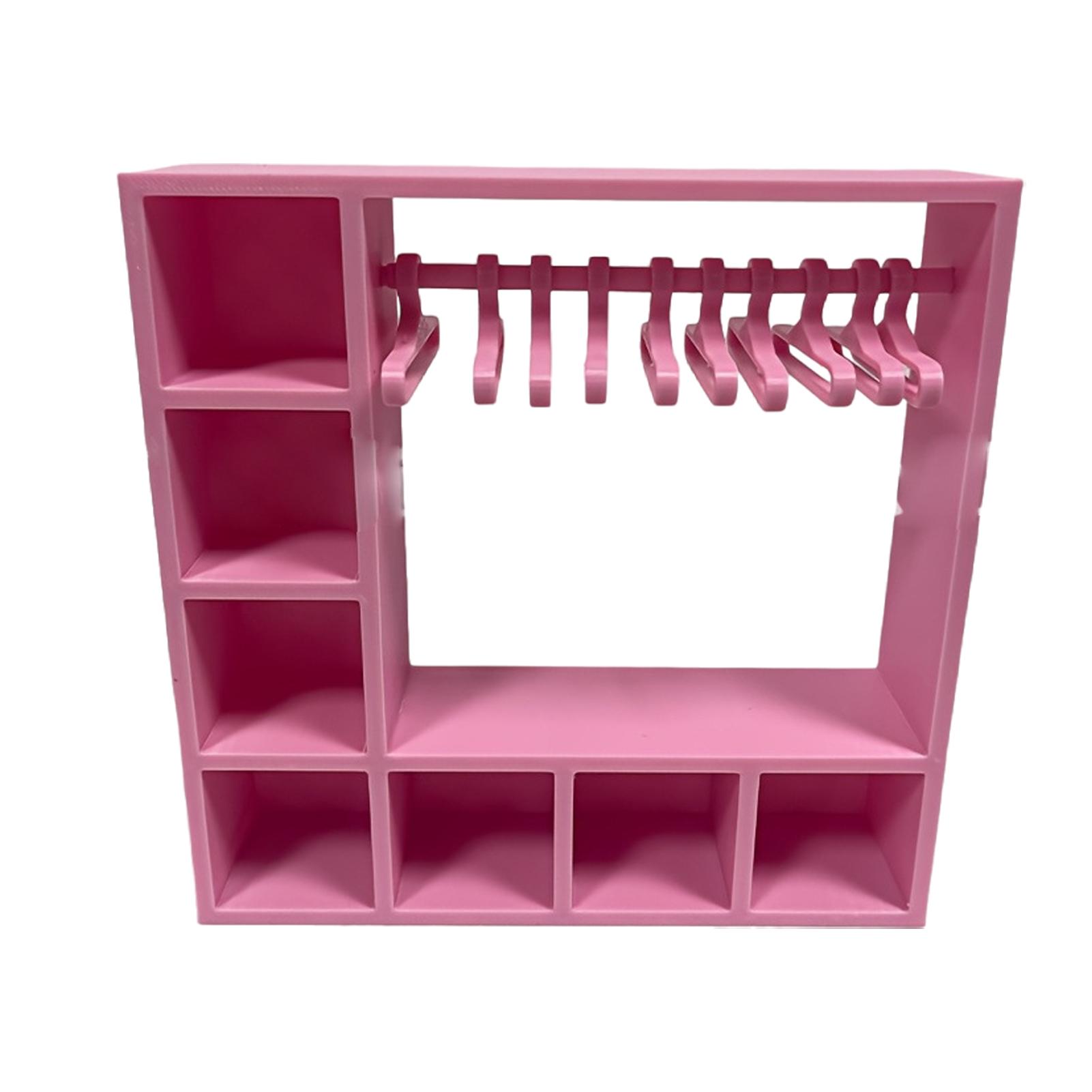 

Portable Storage Solution For 15/17cm Dolls Doll Clothes Clt With 10 Hangers рожевий