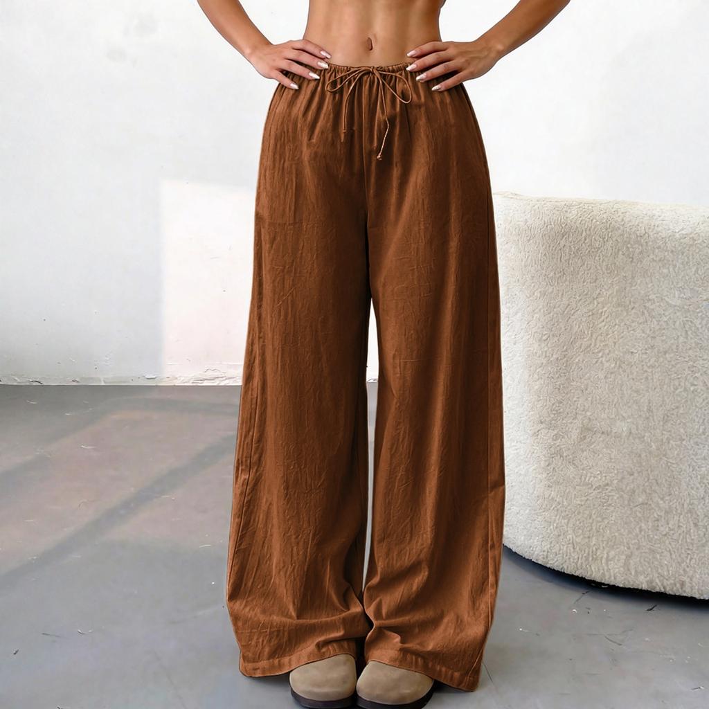 Damenhose, Farbe, Modisch, Locker, Lässig, Alltag, Seitentaschen, Kordelzug, Elastischer Bund, Weites Bein