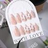 24Pcs Bow Pearl Press on Fake Nails Nude Pink Almond French Stick on False Nail Korean Sweet Girls Wearable Press