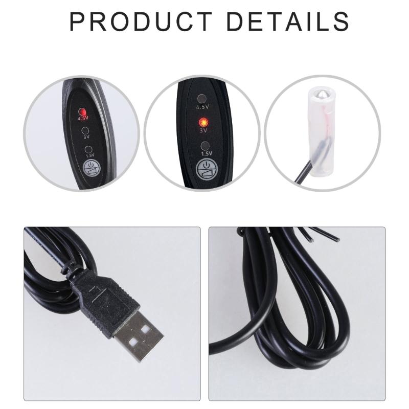 Cavo di Alimentazione USB Finta Batteria Regolabile a 1.5V 3V 4.5V per Piccoli Dispositivi Elettronici Come Giocattoli e Orologi
