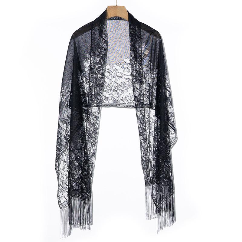 Damen Spitzenschal: Ein vielseitiges Oberbekleidungsstück für Frühling und Herbst mit Quasten, perfekt als Sommer-Seidenjacquard-Schal oder Ergänzung zu einem Cheongsam-Kleid.