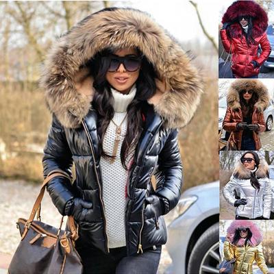 Autumn and Winter Fashion Women's Short Coat Cotton Jacket Large Size Hooded Jacket Warm Cotton Women's Fur Collar Hoodie Parka Coat