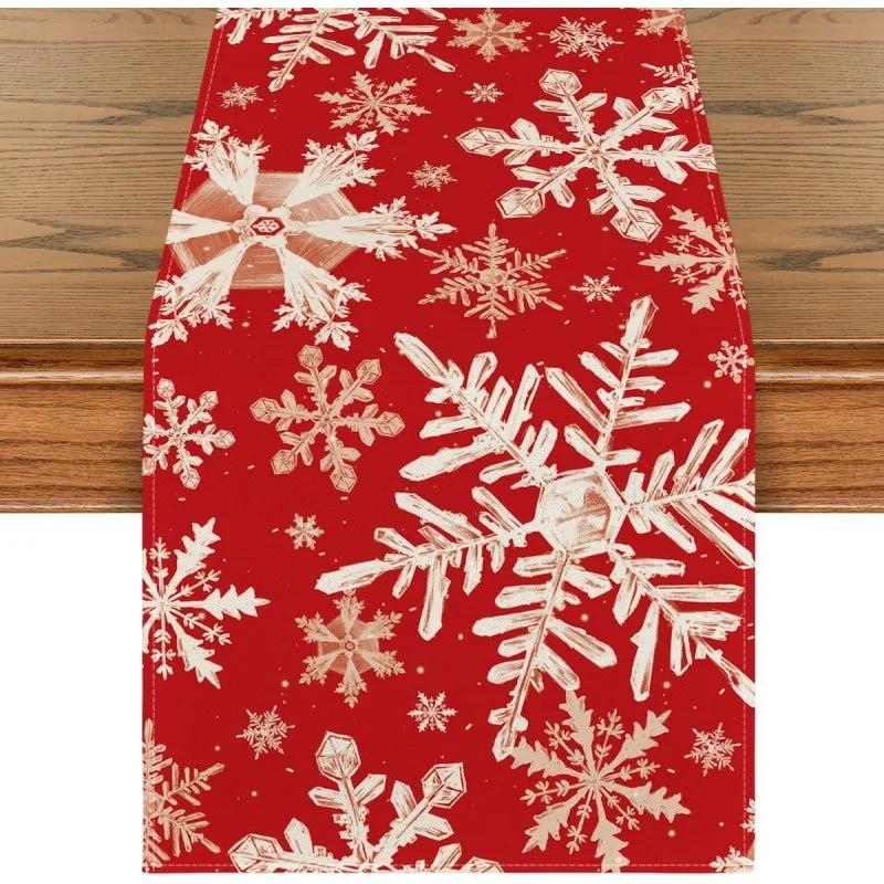 Christmas Table Runner Merry Christmas Decorations for Home 2024 Cristmas Table Flag Cover Navidad Noel Gift New Year Tablecloth