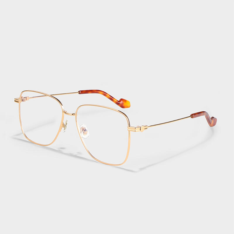 NeoRetro F8038 Oblique Metal Glasses Gold