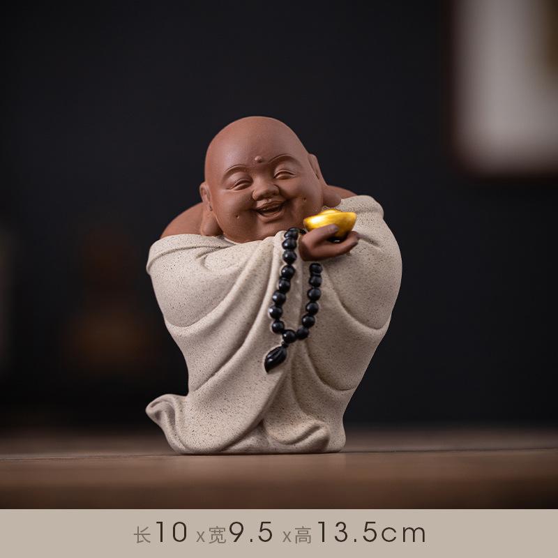 Creative Purple Sand Maitreya Tea Pet, Foyer, Antique Shelf, Attracting Wealth, Smiling Face Buddha Tea Room Decoration