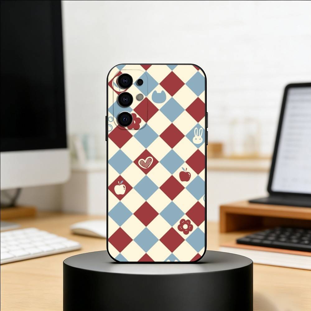 Plaid Background Phone Case For Samsung S25,S24,S21,S22,S23,S30,Ultra,S20,Plus,Fe,Soft Silicone Black Cover