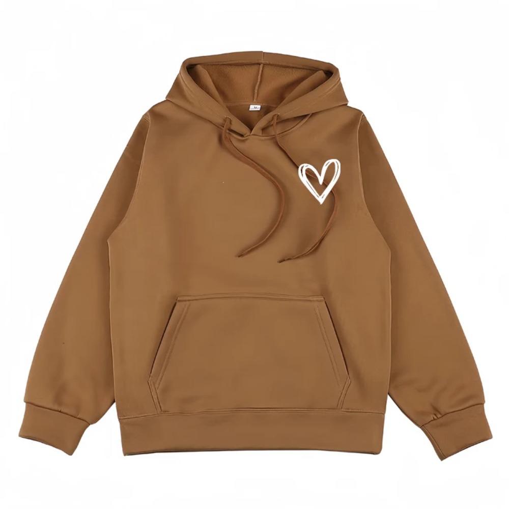 Autumn/Winter New Women's Trendy Brand Casual Heart Shaped Hoodie Outdoor Sports Jogging Comfortable Versatile Coat