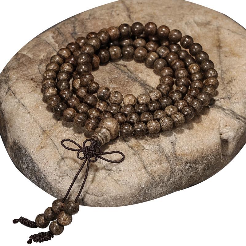 Brunei Soft Silk Agarwood 108-Bead Prayer Bracelet: Natural Oil Line Buddhist Beads for Men and Women