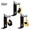 Luminous Pendant Desk Lamp Gothic Metal Bookends with Hanging Light, Cat Raven Ghost Decorative Retro Wrought Iron Book Ends Bookshelf Lamp,