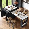 Bar Table - MUVOE - 133-202x70x93.5 Cm - Telescopic Extendable - 2 Drawers - 4 Compartments