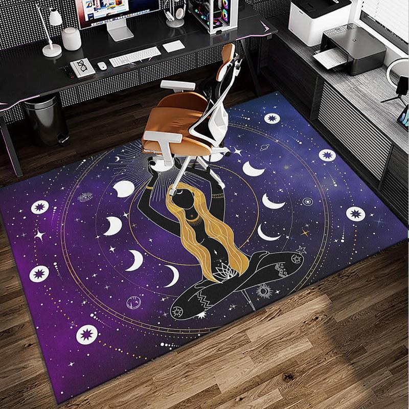 Moonlit Meditation Office Rug Chair Mat, Entryway Carpet, Suitable for Front Door, Bedroom, Living Room, Desk, Holiday Gift