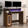 Desk With LED Lighting, Brown Oak, 97X45X90 Cm
