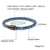 Vintage Herren Blaues Lederarmband Charm Edelstahl Schnalle Armreifen Schmuck Geschenk