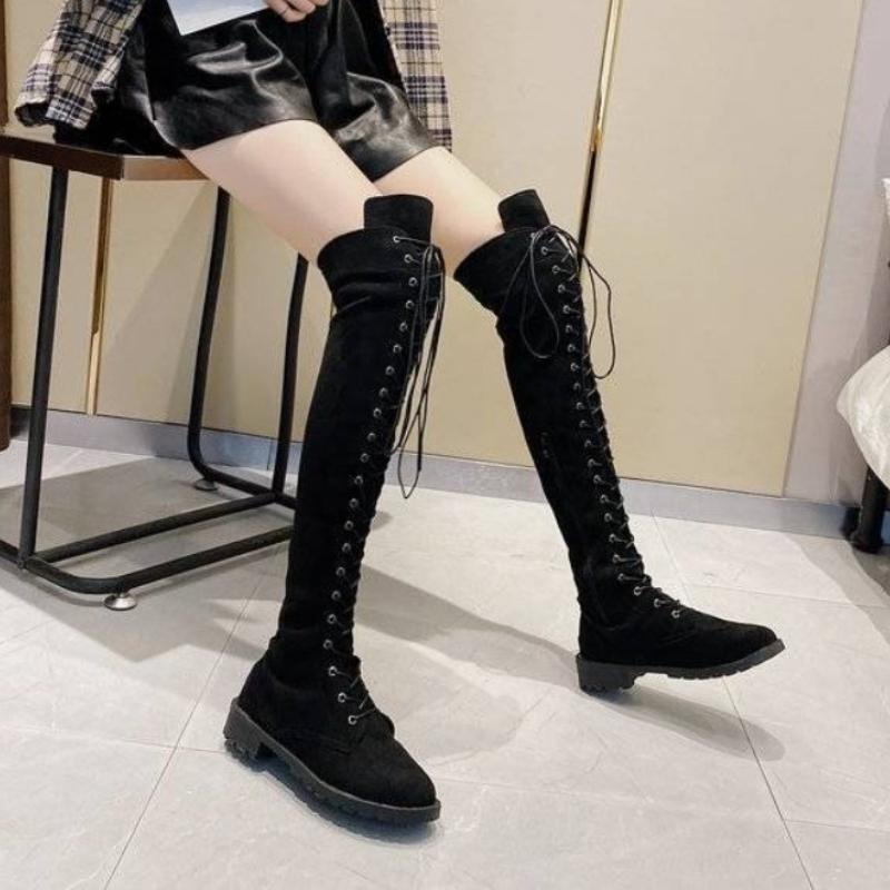 Fashion Suede Spring Autumn Solid Color Women's Thigh High Boots Brown 2025 New Chic and Elegant Goth Ladies Above Over The Knee Shoes