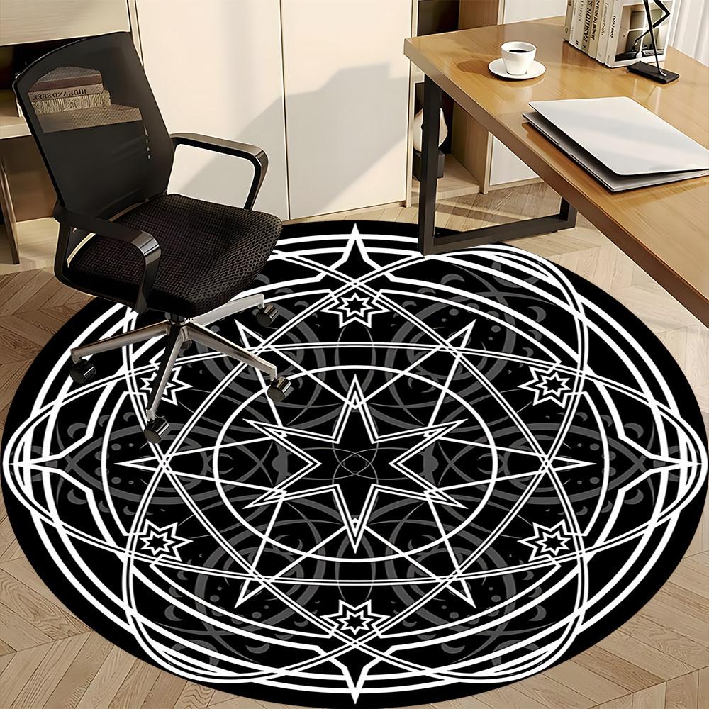 1pc Star Mandala Chair Carpet for Office, Soft, Non-Slip Polyester Mat, Office, Entryway, Living Room, Bedroom, yy251207283