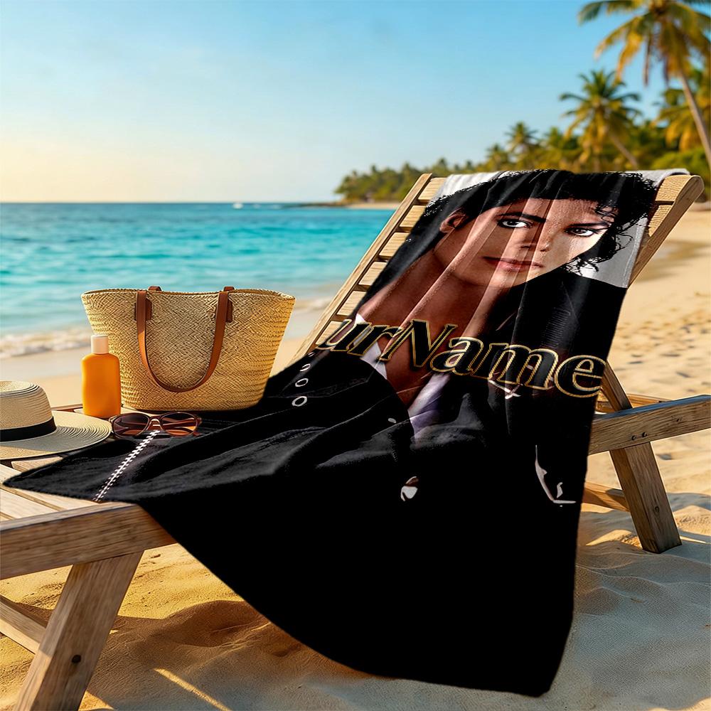 Michael Jackson Personalized Text Beach Towel Quick-Dry Soft Microfiber Ideal for Travel Outdoor Swim Pool Yoga Surf Camping Hiking Gym Gift Holiday